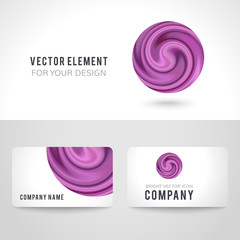 Business card template set, abstract purple circle background