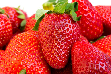 ripe strawberries on a white background selective soft focus
