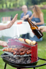 Person refusing beer
