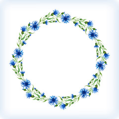 Wedding invitation design template with watercolor floral circul