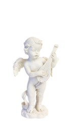 angel playing a lute figure figurine isolated on a white background