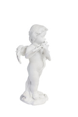 Angel playing the flute figure figurine isolated on a white background