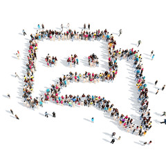 People in the shape of a chat bubble.