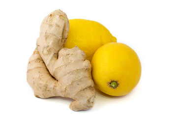 diet ginger lemon on a white background vitamins breakfast lunch