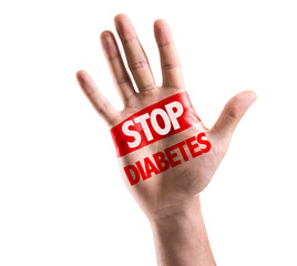 Open hand raised with the text: Stop Diabetes