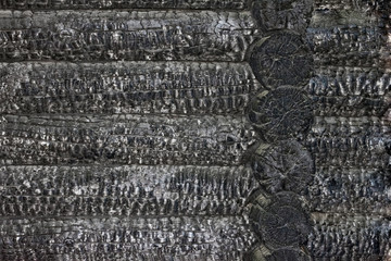 burnt wooden house wall