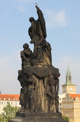 Fototapeta na wymiar Statue of St. Francis Xaverius in Charles bridge, Prague