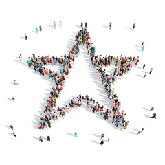 people in the shape of a star.