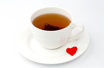 Tea heart on a white background organic eco healthy life relaxation
