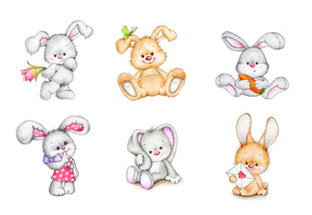 Set of cute bunnies - 84415259