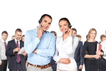 Headset, Women, Telephone.