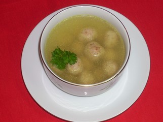Soup with meatballs, European first dish