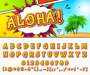 Creative comic font. Vector alphabet in style pop art