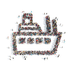 people in the shape of a ship.