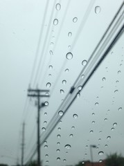 rain droplets and power lines