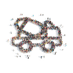 people in the shape of a truck.