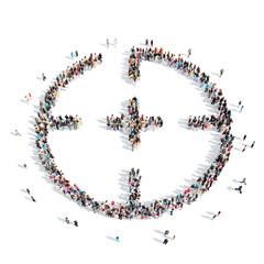 people in the shape of a target.