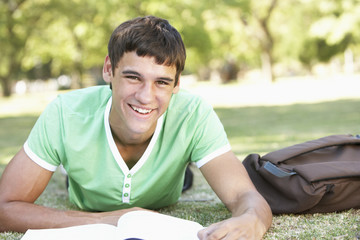 Teenage Boy Relaxing In Park