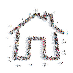 people in the shape of a house.