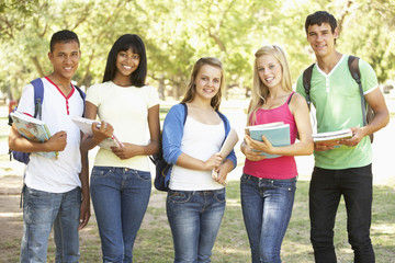 Obraz premium Group Of Teenage Students Standing In Park