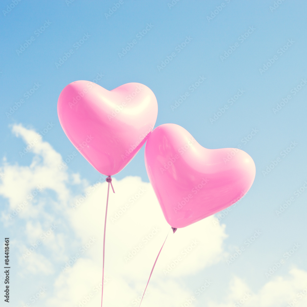 Sticker pink heart balloons