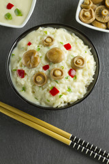 Saffron Milk Cap mushroom rice with white wine sauce