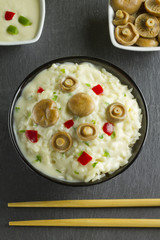 Saffron Milk Cap mushroom rice with white wine sauce