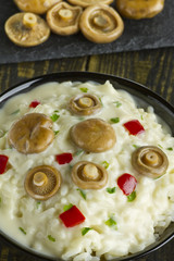 Saffron Milk Cap mushroom rice with white wine sauce