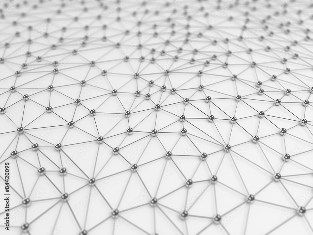 Poster abstract network connection background - chrome on white