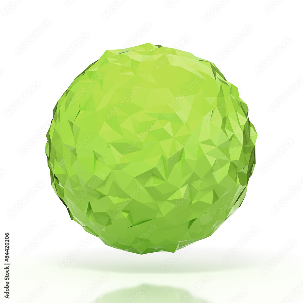 Poster green triangular 3d sphere on white isolated with clipping path