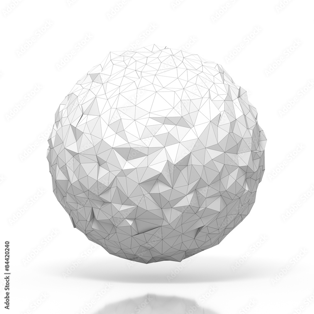 Poster triangular 3d sphere on white isolated with clipping path