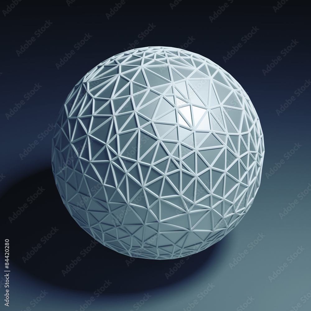 Poster blue polygonal 3d sphere isolated with clipping path