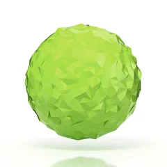 Gordijnen Green triangular 3D sphere on white isolated with clipping path © 123dartist