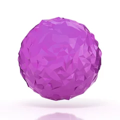 Gordijnen Purple triangular 3D sphere on white isolated with clipping path © 123dartist