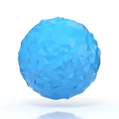 Gordijnen Blue triangular 3D sphere on white isolated with clipping path © 123dartist