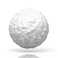 triangular 3D sphere on white  isolated with clipping path