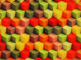 Colorful vintage cubes - 3D geometric background