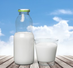 Milk, Milk Bottle, Glass.