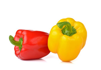sweet red and yellow pepper isolated on white background