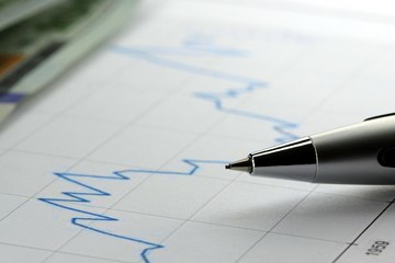 Financial graph used for accounting, analyzing or stock market trading