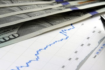 Financial graph used for accounting, analyzing or stock market trading