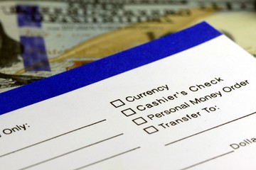 Business income banking transfer slip - Finance and accounting concept