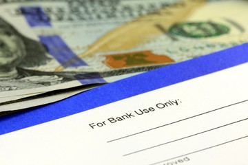 Business income banking transfer slip - Finance and accounting concept