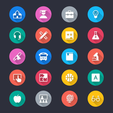 Education simple color icons