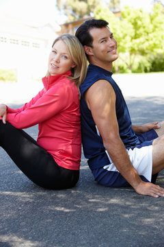 Fit, active couple outdoors