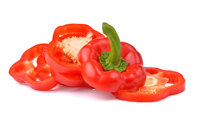 sweet red pepper isolated on white background