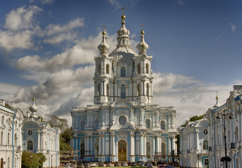 Fototapeta na wymiar Smolny cathedral in Saint Petersburg, Russia