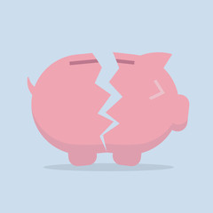 Broken Piggy bank vector flat icon , EPS10 vector illustration
