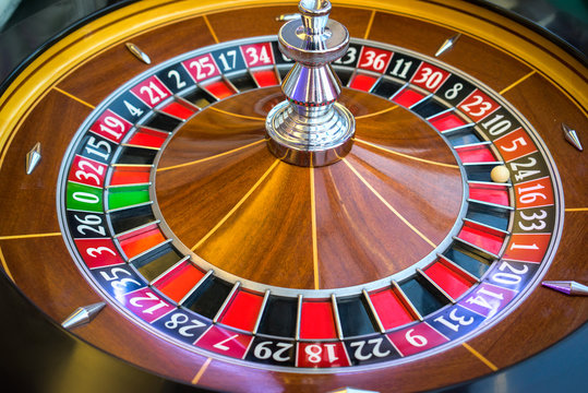 Roulette wheel in casino