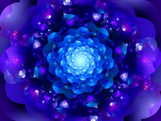 Fototapeta premium Magical blue glowing space mandala